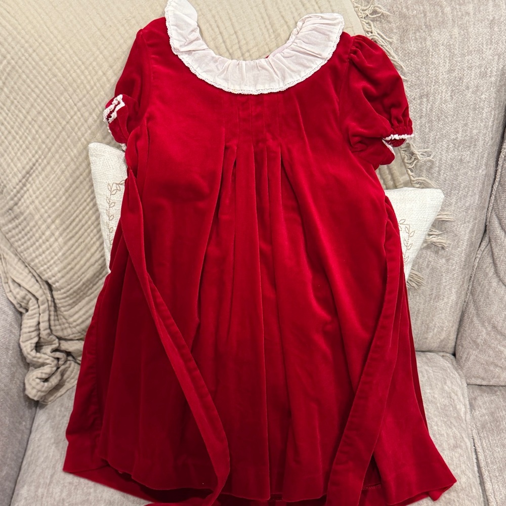 Edgehill Collection Scarlet Velvet Dress with Ivory Collar